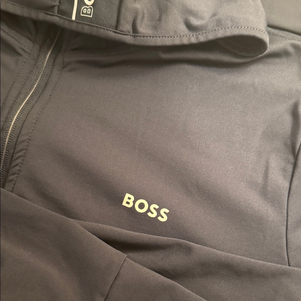 BOSS Men's Black Zip-Up Hooded Jacket - Picture 2 of 8